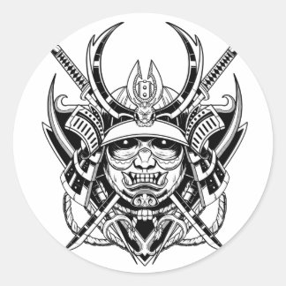 Japanese Samurai Warrior Classic Round Sticker