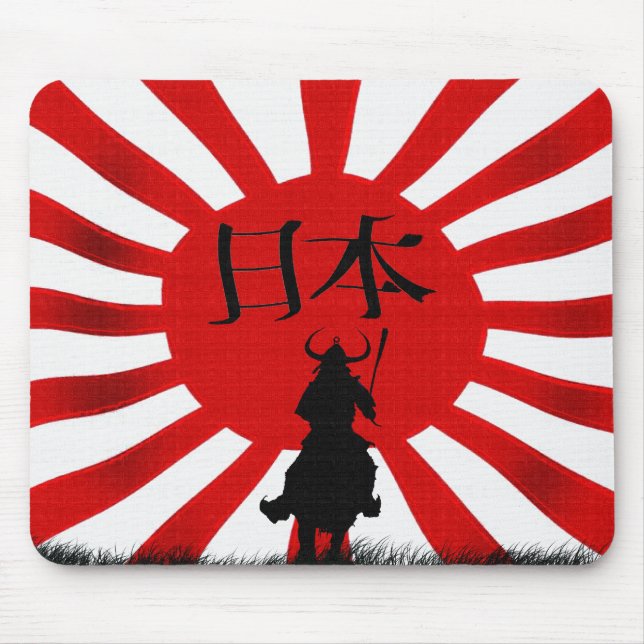 Japanese Samurai Warrior Flag Art Mouse Pad (Front)