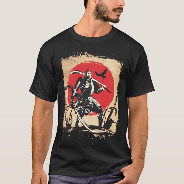 Japanese Samurai Warrior Japan Swordsmen Hero T-Shirt (Front)