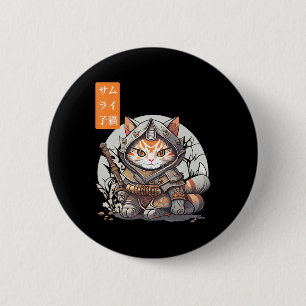 Japanese Samurai Warrior Kawaii Cat Anime Lover 2 Inch Round Button