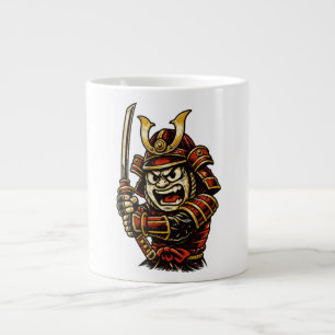 Japanese Samurai Warrior Red Armor Cartoon Art Large Coffee Mug