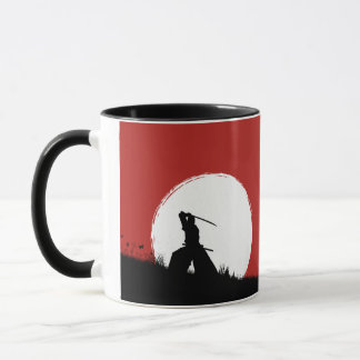 Japanese Samurai Warrior Silhouette Sun Coffee Mug