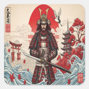 Japanese Samurai Warrior  Square Sticker