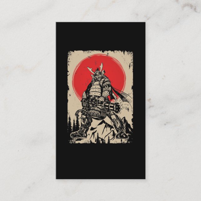 Japanese Samurai Warrior with Gun Business Card (Front)