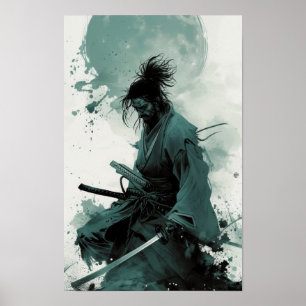 Japanese Samurai with a Cool Gaze - Poster Print