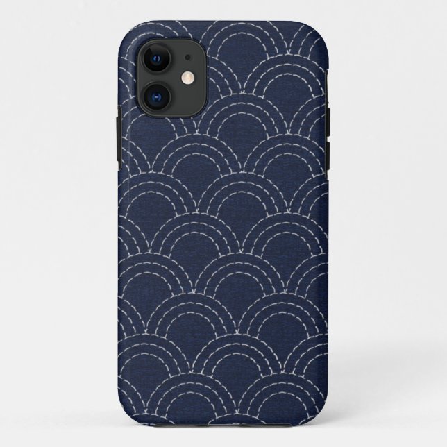 Japanese sashiko ocean waves Case-Mate iPhone case (Back)