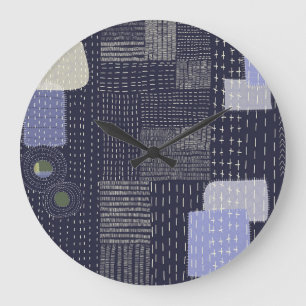 Japanese sashiko stiches resembling pattern large clock