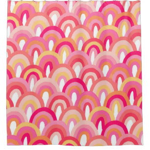 Japanese scallops seamless pattern, colourful rain
