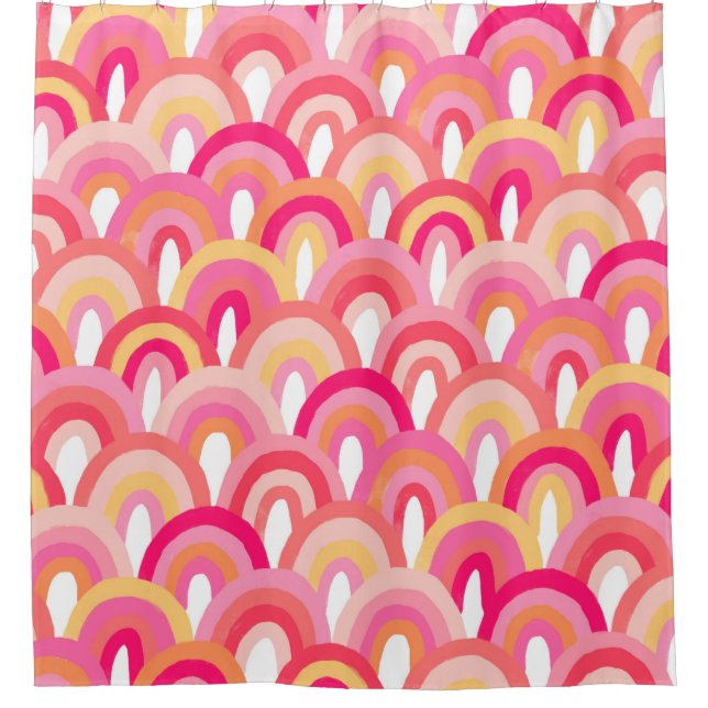 Japanese scallops seamless pattern, colourful rain (Front)