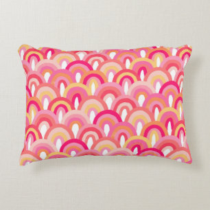 Japanese scallops seamless pattern, colourful rain accent pillow