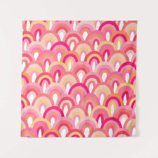 Japanese scallops seamless pattern, colourful rain tapestry (Front)