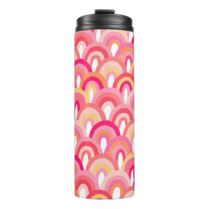 Japanese scallops seamless pattern, colourful rain thermal tumbler