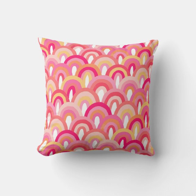 Japanese scallops seamless pattern, colourful rain throw pillow (Front)