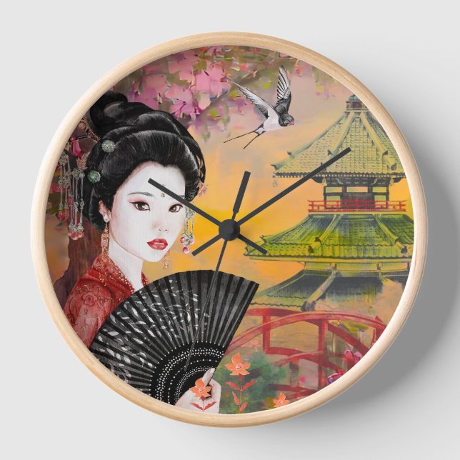 Japanese Scene With A Woman Clock (Front)