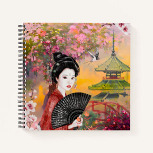 Japanese Scene With A Woman Notebook