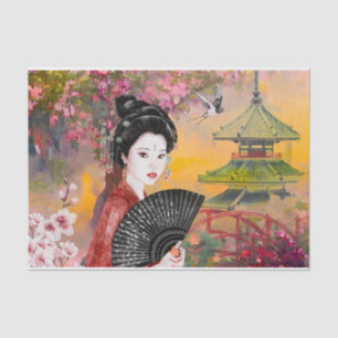 Japanese Scene With A Woman Tissue Paper