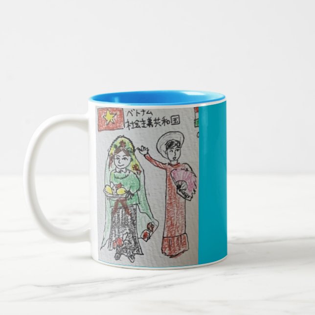 Japanese scribbled & drawn Two-Tone coffee mug (Left)