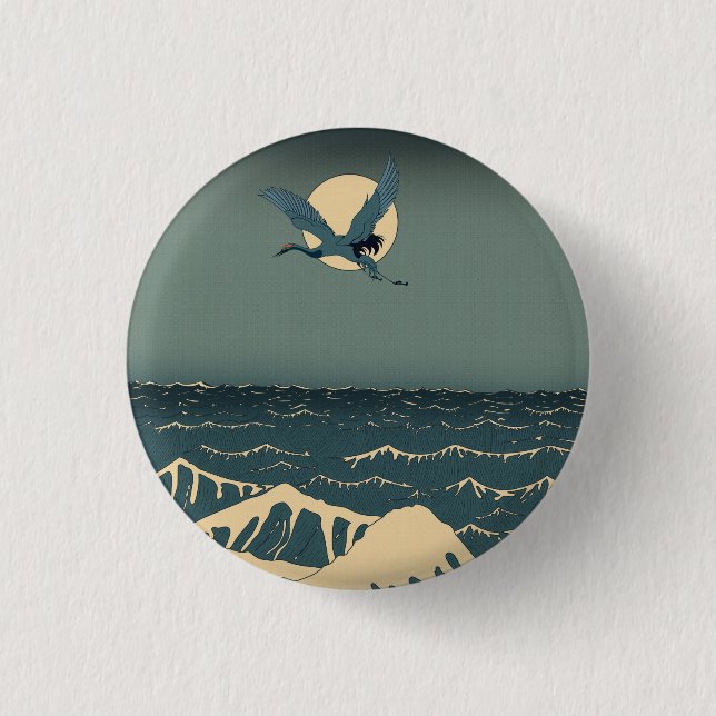 Japanese Sea 1 Inch Round Button (Front)