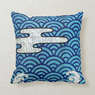 Japanese Sea and Clouds Throw Pillow