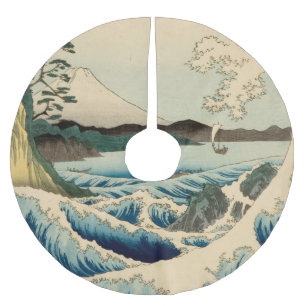 Japanese Sea of Satta Hiroshige Art Brushed Polyester Tree Skirt