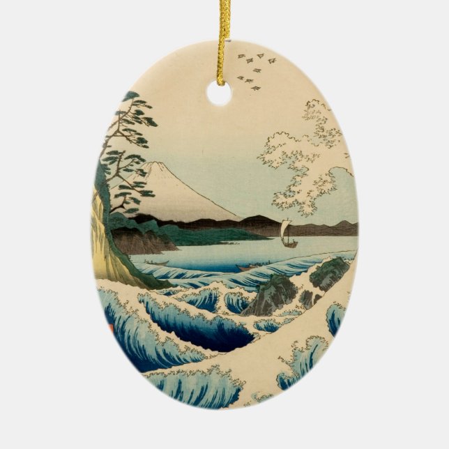Japanese Sea of Satta Hiroshige Art  Ceramic Ornament (Front)