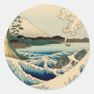Japanese Sea of Satta Hiroshige Art  Classic Round Sticker