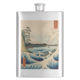 Japanese Sea of Satta Hiroshige Art Hip Flask