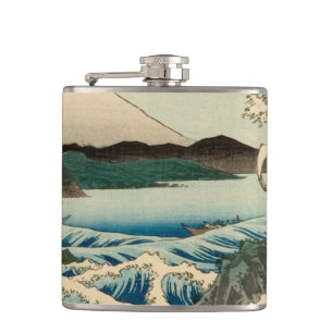 Japanese Sea of Satta Hiroshige Art  Hip Flask