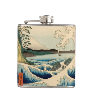 Japanese Sea of Satta Hiroshige Art  Hip Flask