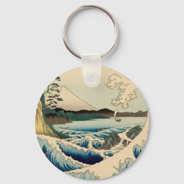 Japanese Sea of Satta Hiroshige Art  Keychain (Front)