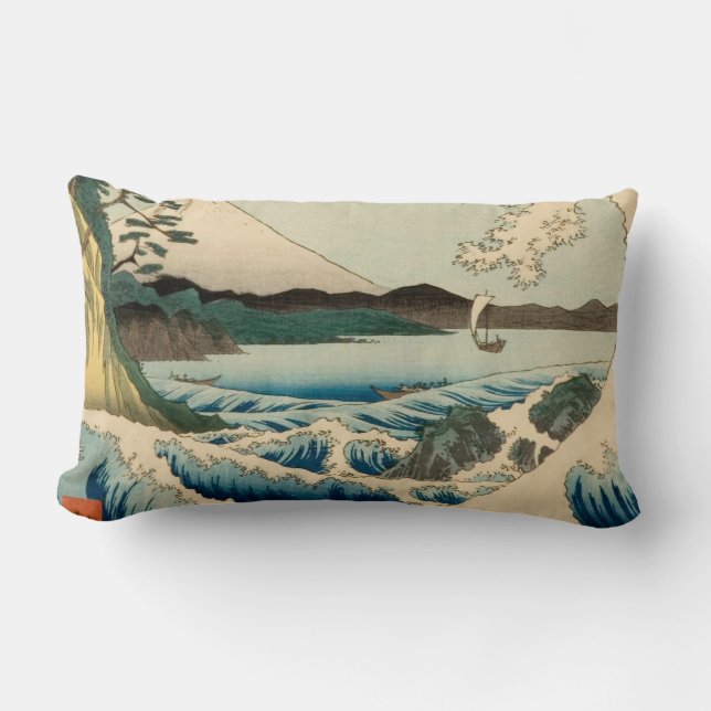 Japanese Sea of Satta Hiroshige Art  Lumbar Pillow (Front)
