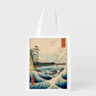 Japanese Sea of Satta Hiroshige Art  Reusable Grocery Bag