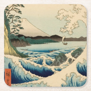 Japanese Sea of Satta Hiroshige Art Square Paper Coaster