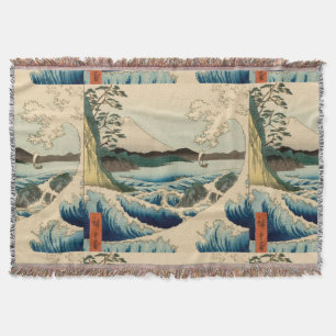 Japanese Sea of Satta Hiroshige Art  Throw Blanket
