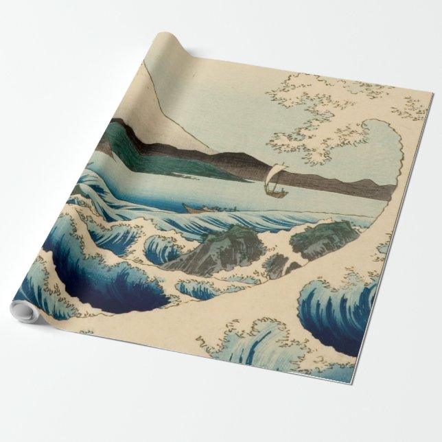 Japanese Sea of Satta Hiroshige Art  Wrapping Paper (Unrolled)