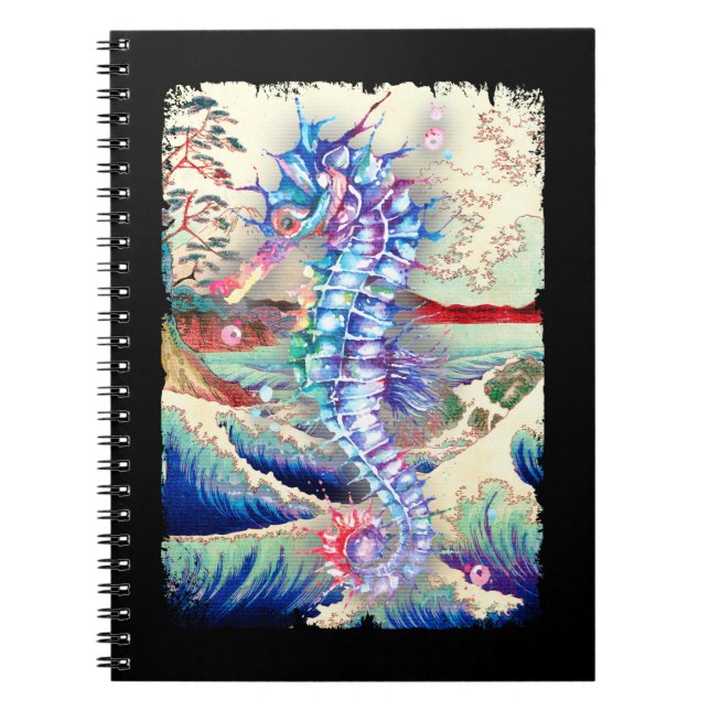 Japanese Seahorse Colourful Sea Horse Nature Art Notebook (Front)
