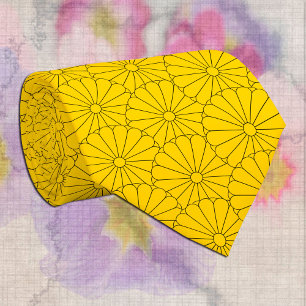 Japanese Seal floral / Sun Pattern Neck Tie