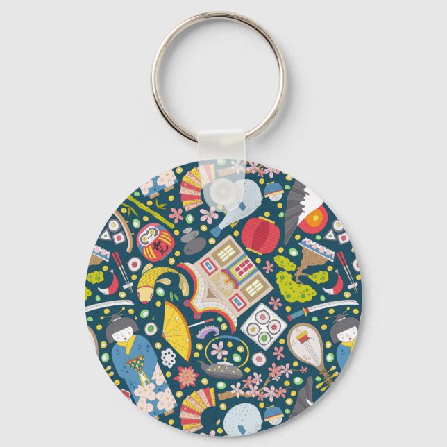 Japanese Seamless Pattern Keychain (Front)