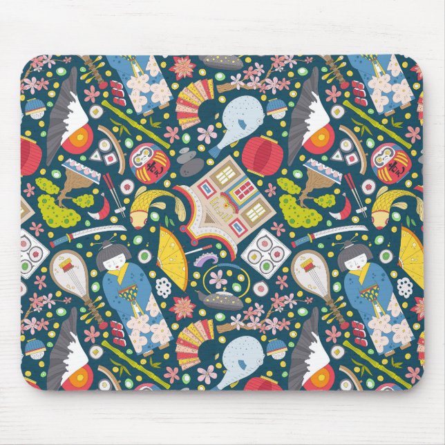 Japanese Seamless Pattern Mouse Pad (Front)