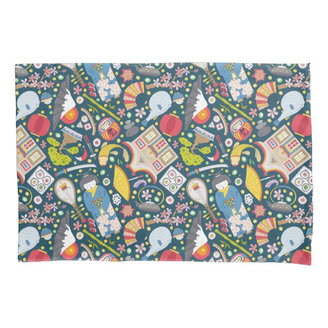 Japanese Seamless Pattern Pillowcase (Front-Left)