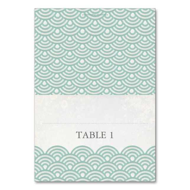 Japanese Seigaiha Foldable Place Card Setting (Front)