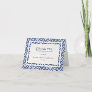 Japanese Seigaiha Personalized Wedding Thank You Card