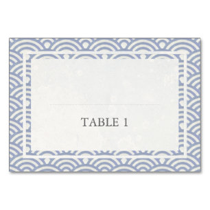 Japanese Seigaiha Stylized Waves Elegant Wedding Table Number