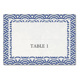 Japanese Seigaiha Stylized Waves Elegant Wedding Table Number