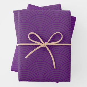 Japanese Seigaiha Wave Grimace Purple Wrapping Paper Sheet