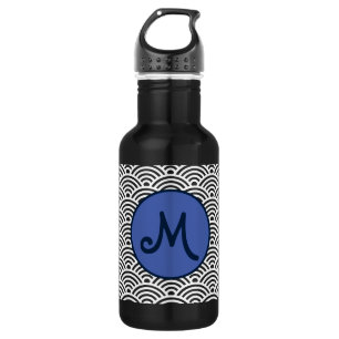 Japanese Seigaiha Wave Pattern with Monogram 532 Ml Water Bottle