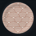 Japanese Seigaiha Wave Rust Terracotta Paper Plate<br><div class="desc">Japanese Seigaiha Wave - Black and White - Pattern - Rust,  Earth Tones,  Terracotta.</div>