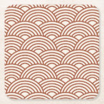 Japanese Seigaiha Wave Rust Terracotta Square Paper Coaster<br><div class="desc">Japanese Seigaiha Wave - Black and White - Pattern - Rust,  Earth Tones,  Terracotta.</div>