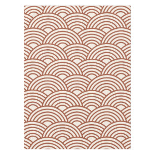 Japanese Seigaiha Wave Rust Terracotta Tablecloth
