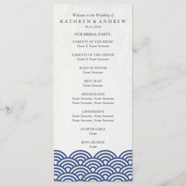 Japanese Seigaiha Waves Program/Order of Service Program (Front)